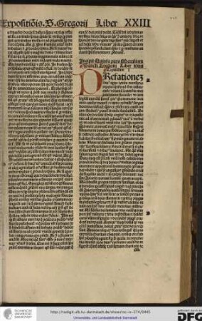Incipit quinta pars moralium sancti Gregorii liber XXIII.