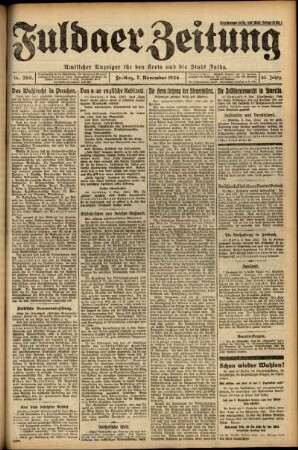 Erste Ausgabe vom Freitag, den 07. November 1924.