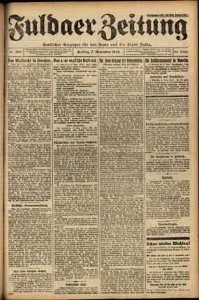 Erste Ausgabe vom Freitag, den 07. November 1924.