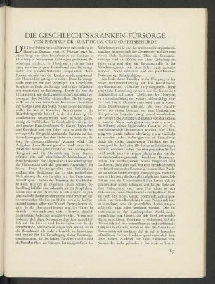 [J. Die Geschlechtskranken-Fürsorge]