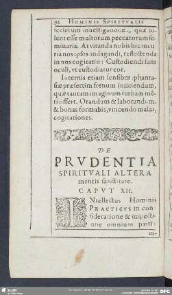 De Prudentia Spirituali Altera mentis sanctitate. Caput XII.