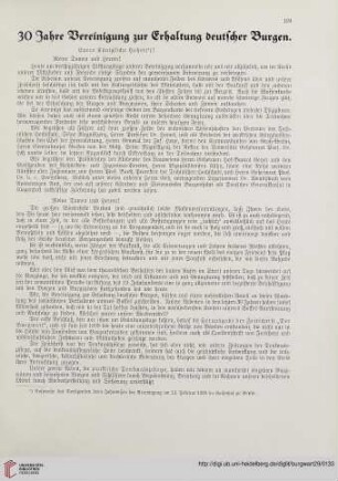29: 30 Jahre Vereinigung zur Erhaltung deutscher Burgen