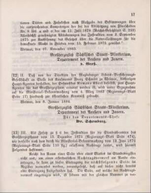 12. Ministerial-Bekanntmachung, den Wechsel in der Haupt-Agentur der Magdeburger Lebens-Versicherungs-Gesellschaft betreffend