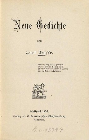 Neue Gedichte von Carl Busse