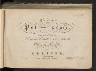 Troisième potpourri tiré de l'opera: Sargino, Camillea et Achille