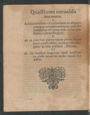 Quaestiones coronidis loco annexae.