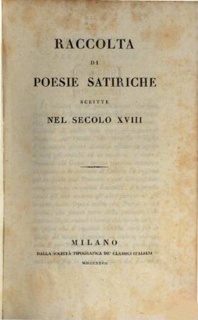 Raccolta di poesie satiriche nel secolo 18