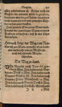 Hernach folgt der Weg von Neaplis biß gen Malta zu wasser un[d] zu Land ...