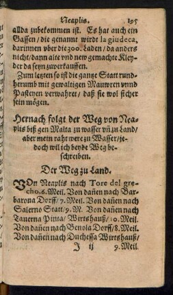 Hernach folgt der Weg von Neaplis biß gen Malta zu wasser un[d] zu Land ...