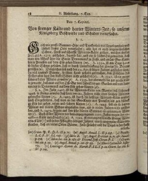 Das 7. Capitel. Von strenger Kälte und harter Winters-Zeit [...]
