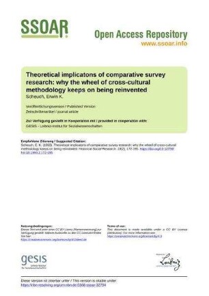 Theoretical implicatons of comparative survey research: why the wheel of cross-cultural methodology keeps on being reinvented