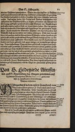 Von S. Hildegarde Abtissinnen auff S. Rupertsberg bey Bingen ...