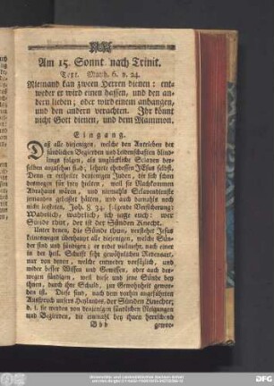 Am 15 Sonnt. nach Trinit. Text. Matth. 6. v. 24.