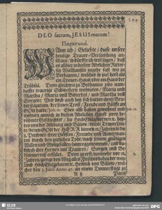 Leichenpredigt : Textus