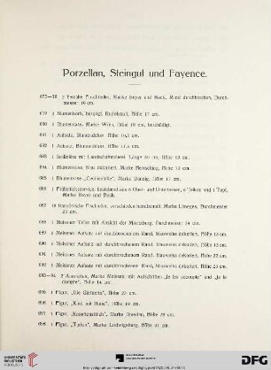 Porzellan, Steingut udn Fayence (Nr. 677-714)