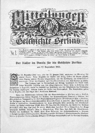Der Kaiser im Verein für die Geschichte Berlins am 17. Dezember 1911