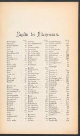 Register der Pflanzennamen.
