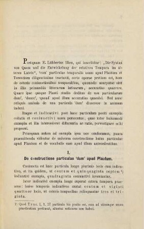 De "dum" particulae usu Plautino