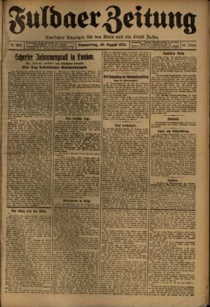Ausgabe vom Donnerstag, den 10. August 1922.