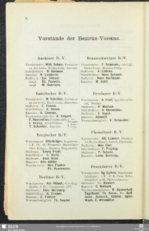 Vorstände der Bezirks-Vereine.