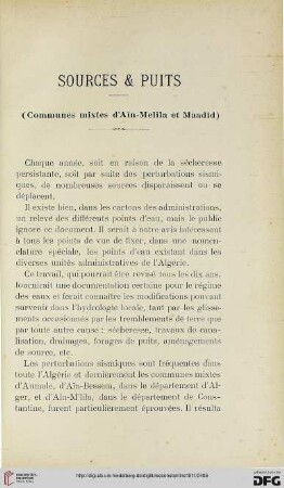 Sér. 5.2=45.1911: Sources et puits (communes mixtes d'Aïn-Melila et Maadid)