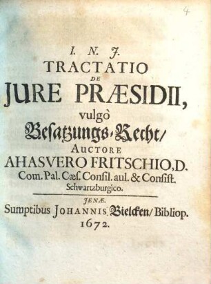 Tractatio De Jure Praesidii, vulgò Besatzungs-Recht