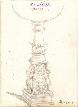 Walther, Conradin; u. a. Italien; Sammlung Conradin Walther: Band I, Nr. 138b - 192 (fol. 300 - 378) - Weihwasserbecken, Messina (Perspektive)