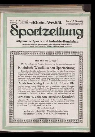 Rheinisch-westfälische Sportzeitung / 2. Jahrgang 1913