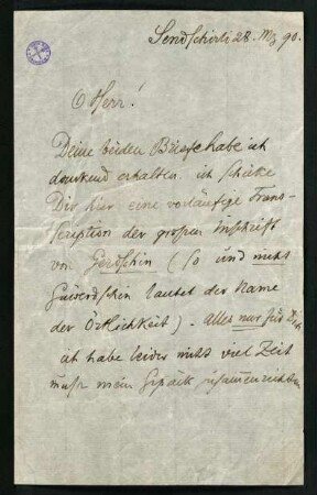 Brief vom 28. März 1890