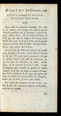 Oton I. surnommé Le Grand. Douzieme Empereur.