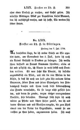 No. LXIX. Forster an Th. H. in Göttingen