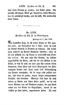 No. LXIX. Forster an Th. H. in Göttingen