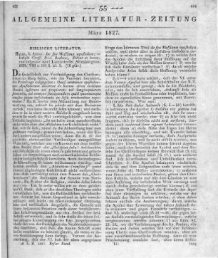 Böhme, C. F.: De spe Messiana apostolica. Halle: Anton 1826