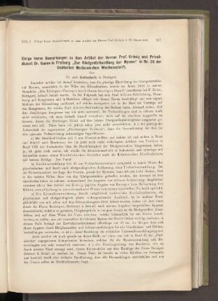Einige kurze Bemerkungen zu dem Artikel der Herren Prof. Krönig und Privatdozent Dr. Gauss in Freiburg "Zur Röntgenbehandlung der Myome" in Nr. 20 der Deutschen Medizinischen Wochenschrift.