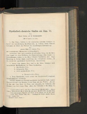 Physikalisch-chemische Studien am Zinn. VI