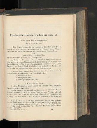 Physikalisch-chemische Studien am Zinn. VI