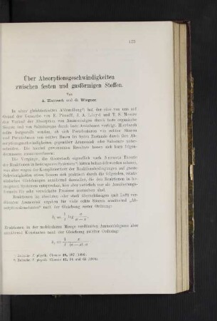 Über Absorptionsgeschwindigkeiten zwischen festen und gasförmigen Stoffen.