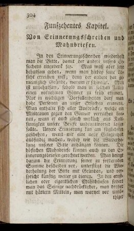 Fünfzehntes Kapitel. Von Erinnerungsschreiben und Mahnbriefen.