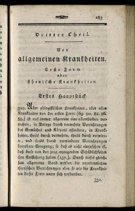 Dritter Theil. Von allgemeinen Krankheiten. Erste Form oder sthenische Krankheiten.