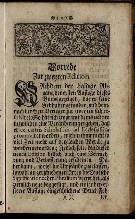 Vorrede Zur zweyten Edition.