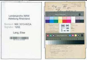 Entnazifizierung Elise Lang , geb. 03.09.1887 (Schneiderin)