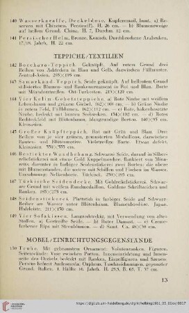 Teppiche, Textilien (Nr. 142-191)