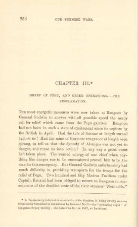 Chapter III. Relief of Pegu, and other operations. - The proclamation
