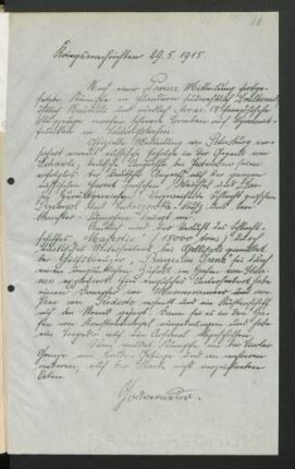18 Kriegsnachrichten 29. Mai 1915