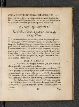 CAPUT QUATRUM. De Stellis Fixis in genere, earumq Imaginibus.
