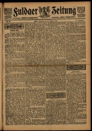 Erste Ausgabe vom Samstag, den 30. Januar 1904.
