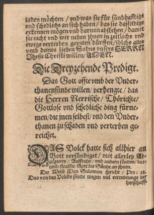Die Dreyzehende Predigt.