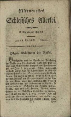 40tes Stück. 1802./Olga, Belehrerin der Russen.
