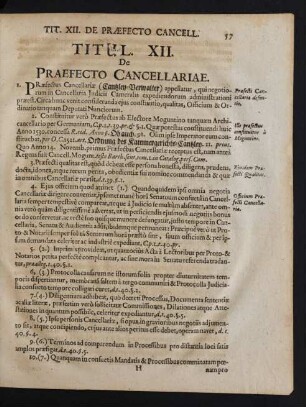 Titul. XII. De Praefecto Cancellariae.