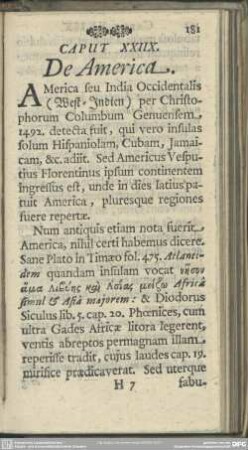 Caput XXIIX. De America